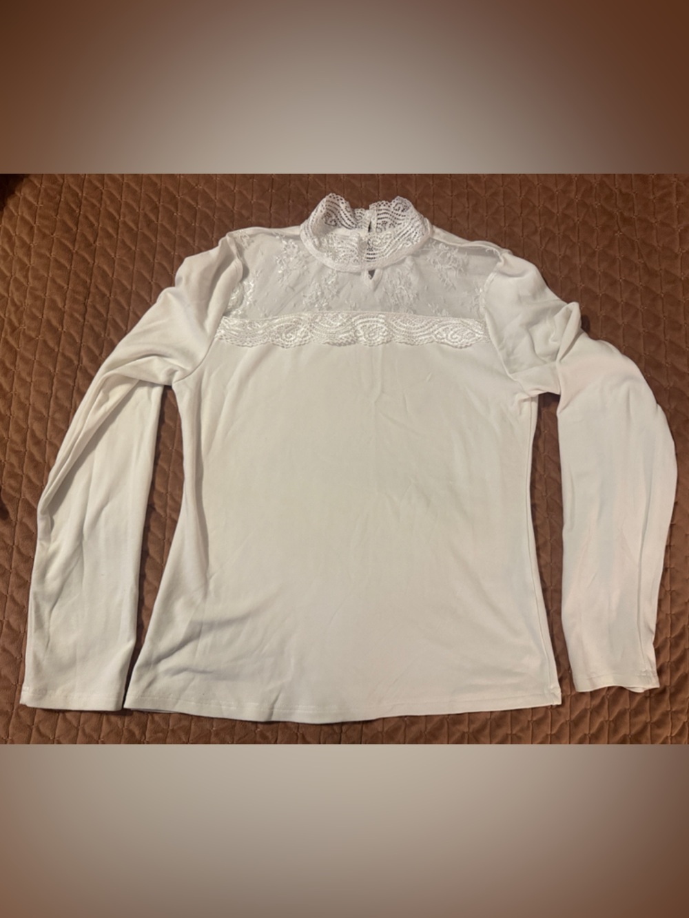 White Birch Lace Long-Sleeve Women's Top - White - XL